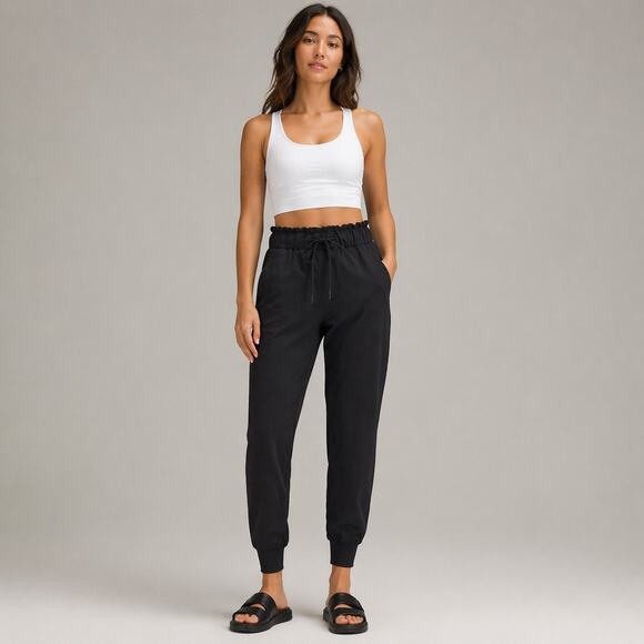 Lululemon Pants - Lululemon Stretch High Rise Jogger Pants Full Length Black Luxtreme 4 Lounge